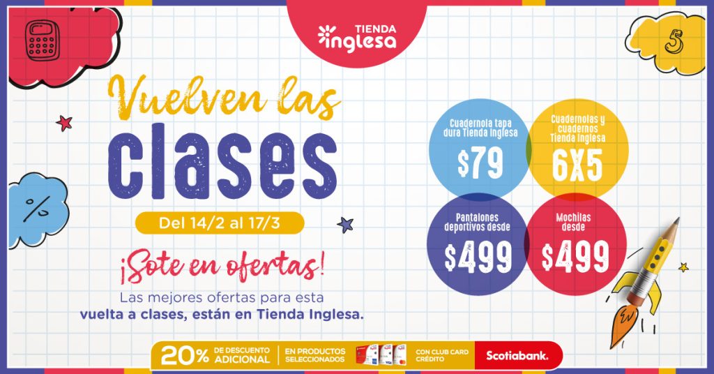 Tienda Inglesa invita a prepararse para el regreso a clases con grandes ofertas