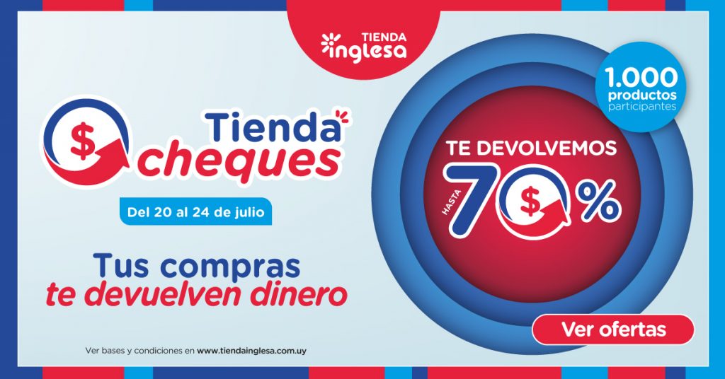 Tienda Inglesa lanza “Tienda Cheques” y devuelve hasta el 70% del valor de las compras