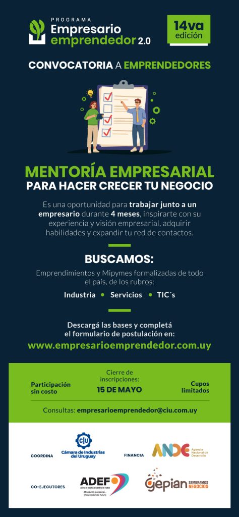 Abren convocatoria a emprendedores para participar del programa de mentorías Empresario-Emprendedor 2.0