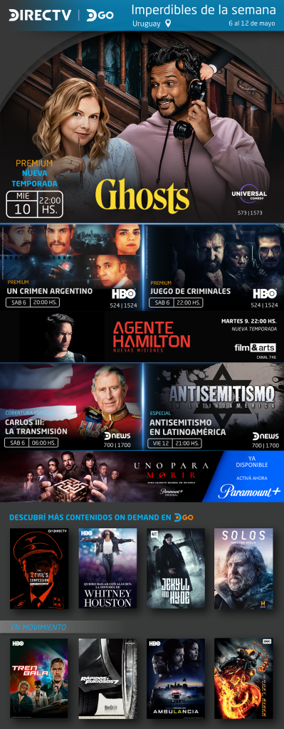 Entretenimientos DIRECTV semana 6 al 12 de mayo UY