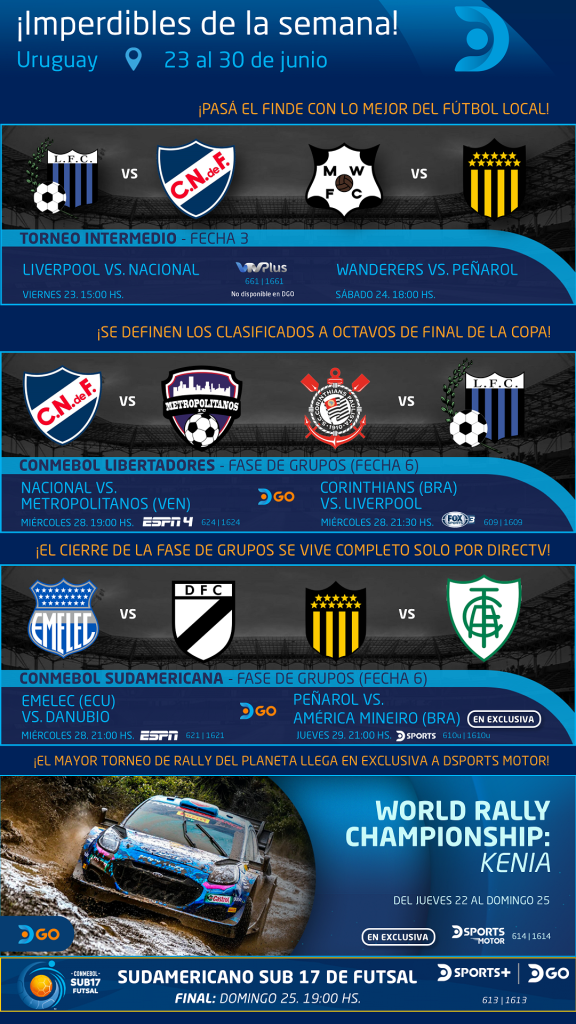 Calendario deportivo | Del 23 al 30 de junio | URUGUAY