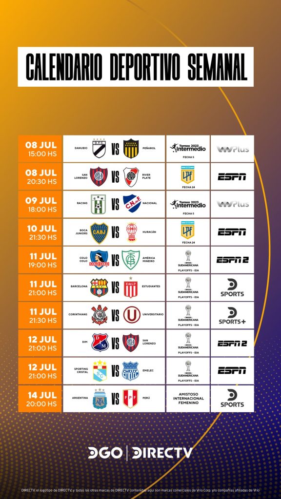 Calendario Deportivo Semanal- DGOI Directv