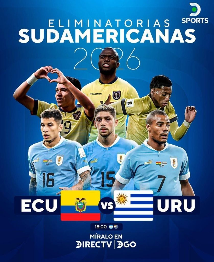 Ecuador vs Uruguay por Directv y Dgo a través de @dsportuy