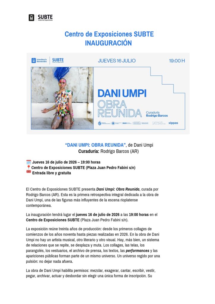 Dani Umpi Obra Reunida- Centro de Exposiciones Subte Inauguración